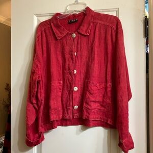 Red linen jacket